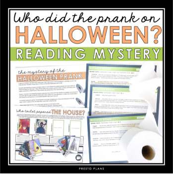 Preview of Halloween Close Reading Mystery Inference Activity - Toilet Paper Prank