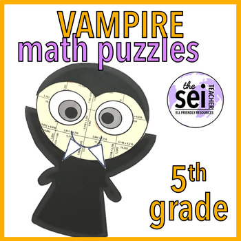 Preview of HALLOWEEN CRAFT - FIFTH GRADE - MATH CENTERS - MATH PUZZLE - MATH ACTIVITIES