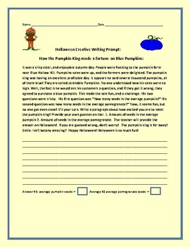 Preview of HALLOWEEN CREATIVE WRITING PROMPT: THE PUMPKIN KING & BLUE PUMPKINS