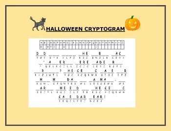 Preview of HALLOWEEN CRYPTOGRAM  GRADES 8-12,  A CHALLENGE!