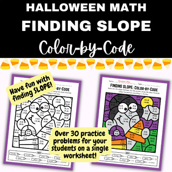 Preview of HALLOWEEN Color by Code Math: Finding Slope Between Two Points