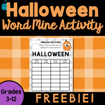 Preview of HALLOWEEN DAY OF THE DEAD FRANKENSTEIN Word Mine FREEBIE | Make Words Activity