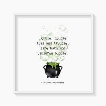 Preview of HALLOWEEN DECOR, OCTOBER CLASSROOM POSTER, SHAKESPEARE PRINT, INSTANT DOWNLOAD