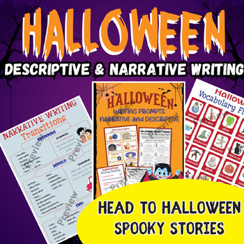 Preview of HALLOWEEN Descriptive & Narrative Writing prompts - Spooky stories activity