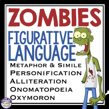 Preview of Halloween Figurative Language Assignment - Literary Devices Activity - Zombies