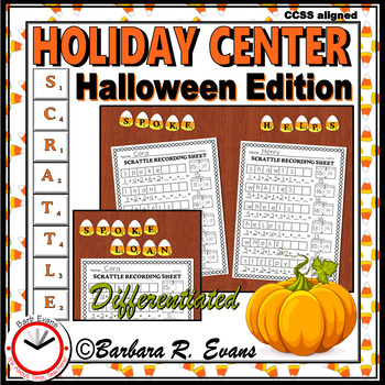 Preview of SCRATTLE MATH and LITERACY ACTIVITY Halloween Edition Differentiated Vocabulary