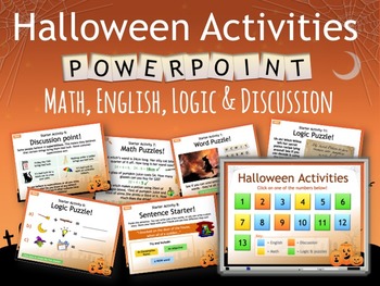 Preview of HALLOWEEN Fun lesson energizers for Grades 3 - 6 EAL + MATH