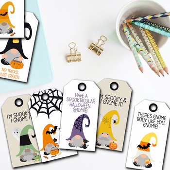 Printable Gnome Tags for Halloween Treat Bags