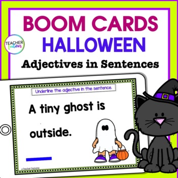 Preview of HALLOWEEN Grammar Parts of Speech Review ADJECTIVES with GIFS Digital Boom Cards