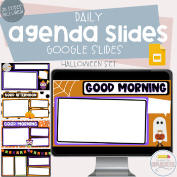 Preview of HALLOWEEN Google Slides Template - Daily Agenda Slides - Halloween Set