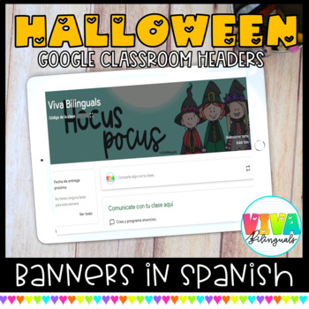 Preview of Encabezados | Halloween Spanish Headers for Google Classroom