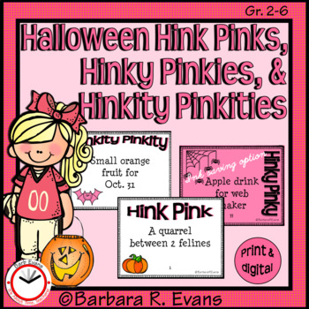 Preview of HALLOWEEN HINK PINK, et al. PUZZLES Word Riddles Task Cards