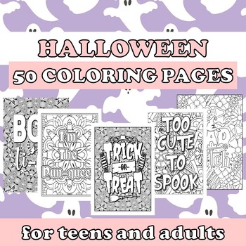 Preview of HALLOWEEN HOLIDAYS COLORING PAGES for teens and adults