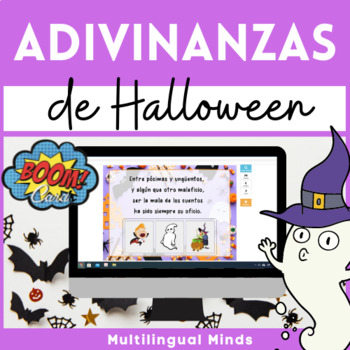 Preview of HALLOWEEN INFERENCE RIDDLES - BOOM CARDS GAME IN SPANISH