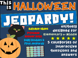 HALLOWEEN JEOPARDY! Interactive, Editable Gameboard with A