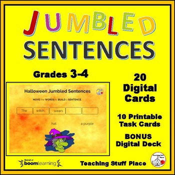 Preview of HALLOWEEN ... Jumbled Sentences ... Grades 3-4 DIGITAL DECK  Plus BONUS DECK