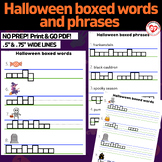 HALLOWEEN LOWERCASE boxed writing worksheets: box words fo