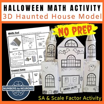 Preview of Halloween Math Activities Middle School Craft Build a Haunted House