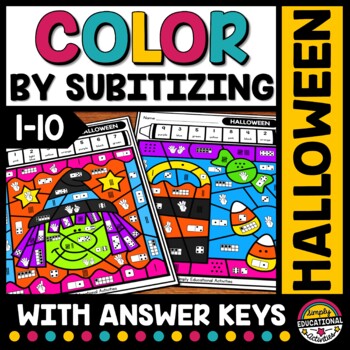 Preview of HALLOWEEN MATH ACTIVITY COLOR BY NUMBER SENSE SUBITIZING WORKSHEET COLORING PAGE
