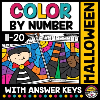 Preview of HALLOWEEN MATH ACTIVITY COLOR BY TEEN NUMBER PRACTICE WORKSHEETS COLORING PAGES