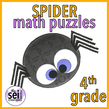 Preview of HALLOWEEN MATH CENTERS - FOURTH GRADE - MATH ACTIVITIES MATH PUZZLE MATH CRAFT