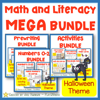 Preview of Math and Literacy Letters Numbers Shapes MEGA BUNDLE Halloween