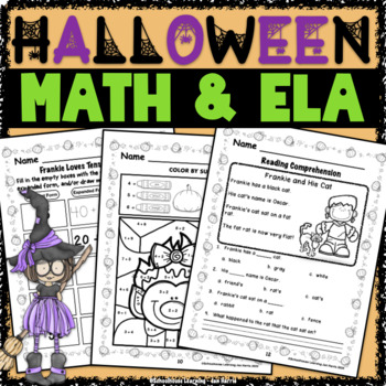 Preview of HALLOWEEN Math & ELA Worksheets and Activities