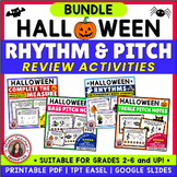 HALLOWEEN Music Worksheets - Rhythm and Treble and Bass Cl