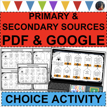 Preview of HALLOWEEN PRIMARY & SECONDARY SOURCES Task Cards (PDF & DIGITAL)