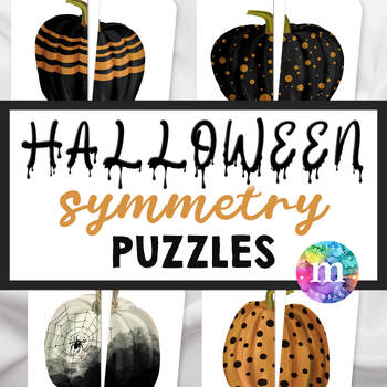 Preview of HALLOWEEN PUMPKINS Symmetry Matching Puzzles, Montessori Inspired