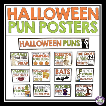 Preview of Halloween Pun Posters - Funny Classroom Bulletin Board Decor for Halloween