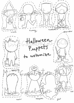 Preview of HALLOWEEN PUPPETS TO CUSTOMIZE
