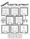 HALLOWEEN Place Value Matching Worksheets - Ones/Tens and 