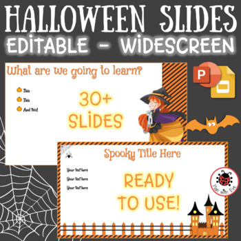 Preview of HALLOWEEN PowerPoint / Google Slides Template | 30 slides! Fun Distance Learning