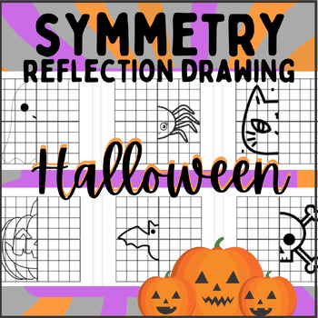 Preview of HALLOWEEN Reflection Symmetry Drawing Activity Using a Mirror Line Math