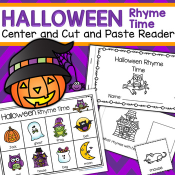 Preview of HALLOWEEN Rhyming Words Matching Center and Emergent Reader Cut and Paste