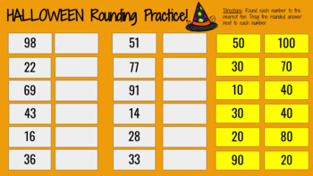 Preview of HALLOWEEN Rounding Practice - Nearest Ten - Place Value - Google Slides