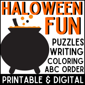 Preview of HALLOWEEN'S PUZZLES/ABC ORDER/WORD SEARCH/ WRITING/DIGITAL
