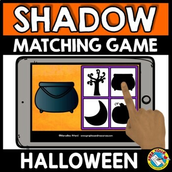 Preview of HALLOWEEN SHADOW MATCHING ACTIVITY VISUAL DISCRIMINATION GAME BOOM CARDS MATH