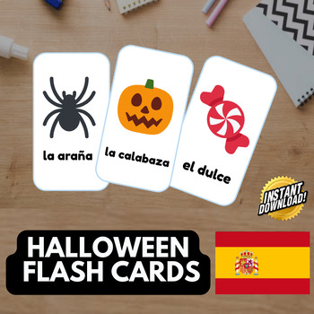Preview of HALLOWEEN SPANISH Edition (11 emoji pictures) • Montessori Cards • Flash Cards
