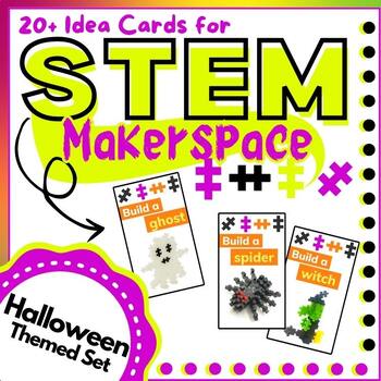 Preview of HALLOWEEN SPECIAL Plus Plus Blocks STEM BIN Challenge Cards for Maker Space