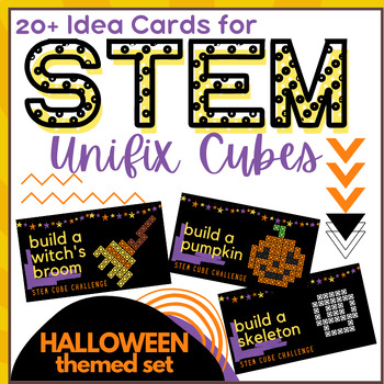 Preview of HALLOWEEN SPECIAL Unifix Cube STEM BIN Challenge Cards for Maker Space