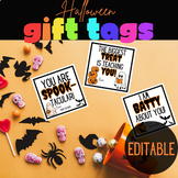 Halloween Student Gift Tags- Editable!