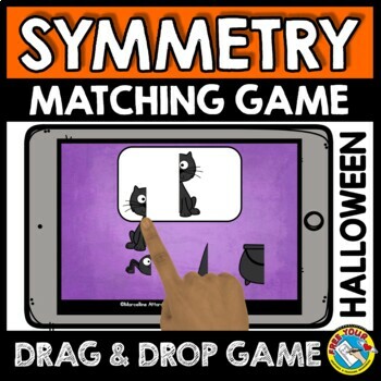 Preview of HALLOWEEN SYMMETRY MATCHING ACTIVITY VISUAL DISCRIMINATION GAME BOOM CARDS MATH
