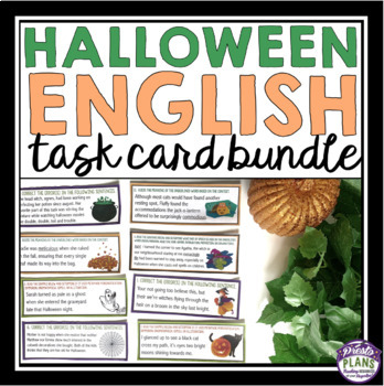 Preview of Halloween Task Cards - Grammar, Parts of Speech, Vocabulary, Figurative Language