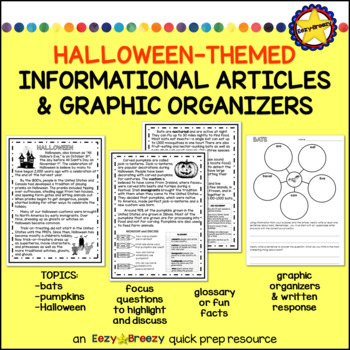 Preview of HALLOWEEN THEMED ARTICLES and graphic organizers