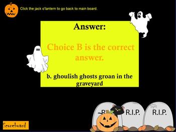 Preview of HALLOWEEN THEMED FIGURATIVE LANGUAGE Q&A GAME ~ SIMILES & MORE ~ ELA, ELL