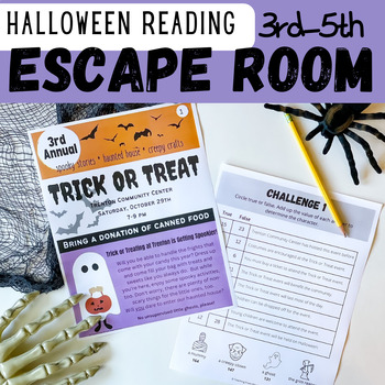Preview of HALLOWEEN THEMED Reading ESCAPE ROOM | 3rd - 5th Grade