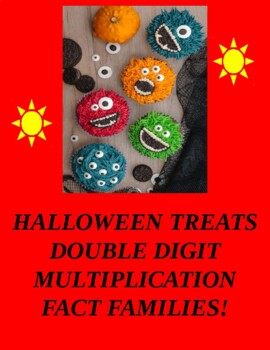 Preview of HALLOWEEN TREATS DOUBLE DIGIT MULTIPLICATION FACT FAMILIES!