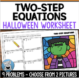 HALLOWEEN TWO STEP EQUATIONS COLOR BY NUMBER WORKSHEET